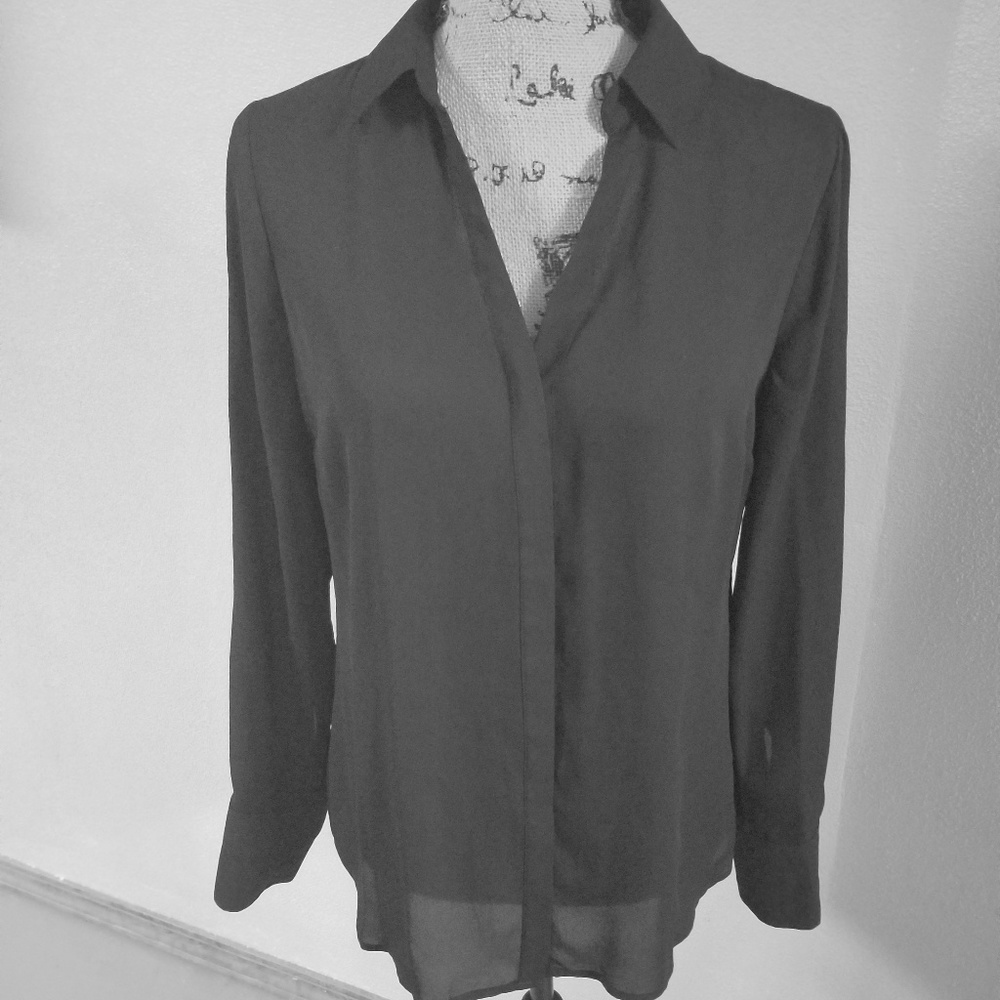 Black Sheer Long Sleeve Shirt